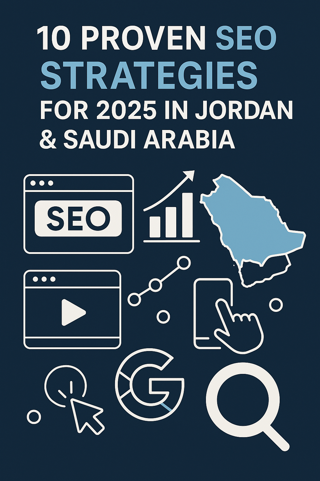 Infographic of SEO strategies in Jordan and Saudi Arabia for 2025
